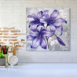 "Warren Reed - Designer Purple Lilies Canvas - Size: W16"" x H16""" - thumbnail 1