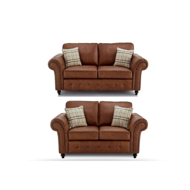 Snugg Furniture UK Limited (3+2 Seater) Swiss Suede Leather 3 Seater & 2 Seater Sofa in Brown - image 1