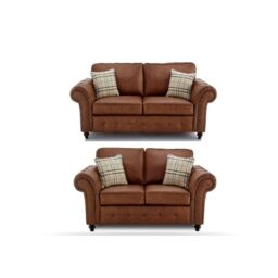 Snugg Furniture UK Limited (3+2 Seater) Swiss Suede Leather 3 Seater & 2 Seater Sofa in Brown