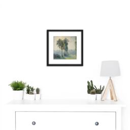 Artery8 Pissarro Landscape Saint Charles Gisors Sunset Painting 8X8 Inch Square Wooden Framed Wall Art Print Picture with Mount in Black - thumbnail 2