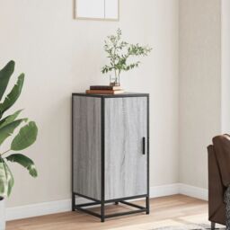 Berkfield Home Sideboard Grey Sonoma 35.5x35x76 cm Engineered Wood & Metal - thumbnail 3