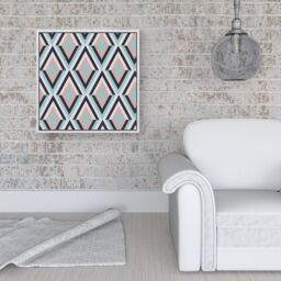 "Warren Reed - Designer Zig Zag Abstract Pattern Framed Canvas in Off-White - Size: W16"" x H16""" - thumbnail 2