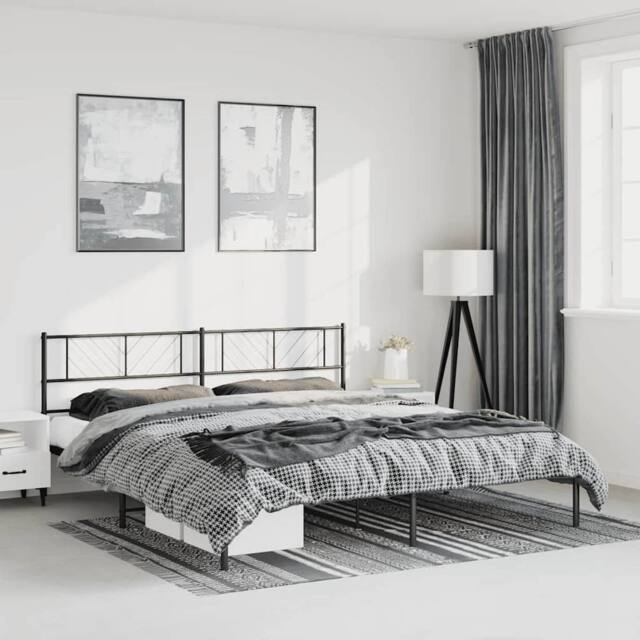 Berkfield Home Metal Bed Frame with Headboard Black 193x203 cm - image 1