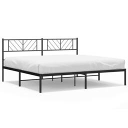 Berkfield Home Metal Bed Frame with Headboard Black 193x203 cm - thumbnail 3