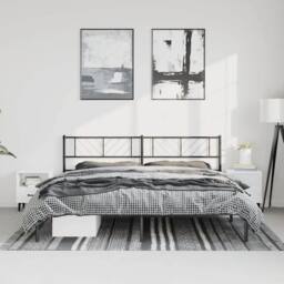 Berkfield Home Metal Bed Frame with Headboard Black 193x203 cm - thumbnail 2