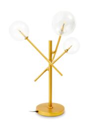 Orsina Luxe Brass Finish Table Lamp, Three Bulb Table Light With Glass Spherical Shades, Metal & Glass Table Lamp in Gold - thumbnail 2