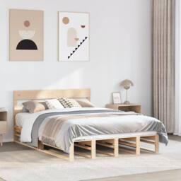 Berkfield Home Bed Frame without Mattress 160x200 cm Solid Wood Pine in Natural - thumbnail 2