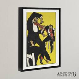 "Artery8 Musicians Between 3 & 4 in the Morning Jung Framed Canvas Wall Art in Yellow - Size: W12"" x H16""" - thumbnail 2