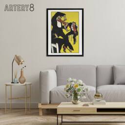 "Artery8 Musicians Between 3 & 4 in the Morning Jung Framed Canvas Wall Art in Yellow - Size: W12"" x H16""" - thumbnail 3