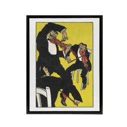 "Artery8 Musicians Between 3 & 4 in the Morning Jung Framed Canvas Wall Art in Yellow - Size: W12"" x H16""" - thumbnail 1