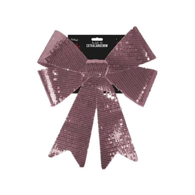 Garden Greatness Extra Large Rose Gold Foil Bow Decoration in Pink - Size: 1 Pack