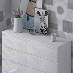 SPETLEK 8 Drawer Chest of Drawers White Gloss Bedroom Large - Size: 0.6m2 - thumbnail 2