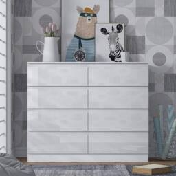 SPETLEK 8 Drawer Chest of Drawers White Gloss Bedroom Large - Size: 0.6m2 - thumbnail 1