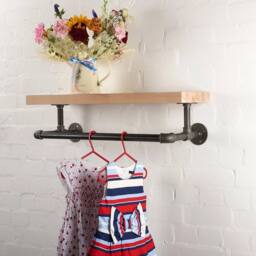 KORVIXA Industrial Style Clothes Rail 50x31x20cm in Natural - Size: 500mm - thumbnail 4