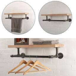 KORVIXA Industrial Style Clothes Rail 50x31x20cm in Natural - Size: 500mm - thumbnail 3