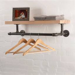 KORVIXA Industrial Style Clothes Rail 50x31x20cm in Natural - Size: 500mm