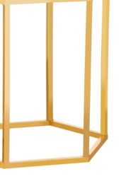 Orsina Hexagonal Side Table With Marble Top-Golden Small Table With Iron Pinched Wireframe-Luxe Sofa Side Table in Gold - thumbnail 6