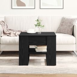 Berkfield Home Black Oak Coffee Table 55.5x55x45 cm Made from Engineered Wood - thumbnail 4