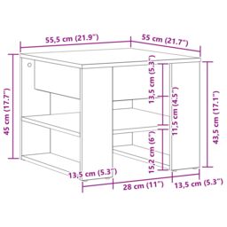 Berkfield Home Black Oak Coffee Table 55.5x55x45 cm Made from Engineered Wood - thumbnail 9