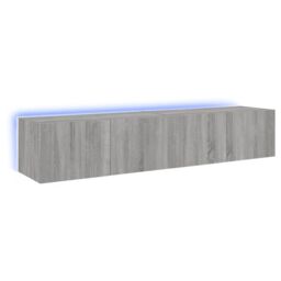 Berkfield Home TV Wall Cabinets with LED Lights 2 pcs Grey Sonoma 80x35x31 cm - Size: 80 x 35 x 31 cm - thumbnail 2