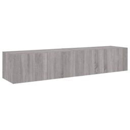 Berkfield Home TV Wall Cabinets with LED Lights 2 pcs Grey Sonoma 80x35x31 cm - Size: 80 x 35 x 31 cm - thumbnail 7