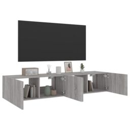 Berkfield Home TV Wall Cabinets with LED Lights 2 pcs Grey Sonoma 80x35x31 cm - Size: 80 x 35 x 31 cm - thumbnail 6