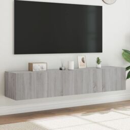 Berkfield Home TV Wall Cabinets with LED Lights 2 pcs Grey Sonoma 80x35x31 cm - Size: 80 x 35 x 31 cm - thumbnail 1