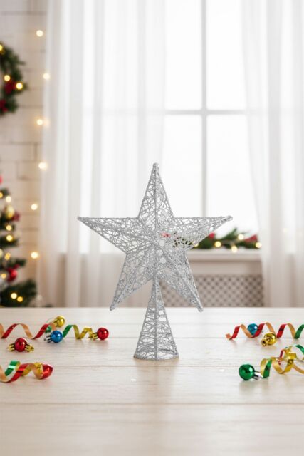 Living and Home Christmas Tree Topper Star Ornament Home Decor in Silver - image 1