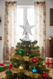Living and Home Christmas Tree Topper Star Ornament Home Decor in Silver - thumbnail 2