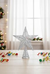 Living and Home Christmas Tree Topper Star Ornament Home Decor in Silver