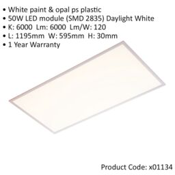 Loops Rectangular Backlit LED Ceiling Panel Light - 1195 x 595mm - Daylight White LED - thumbnail 2