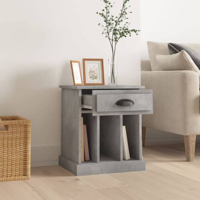 Berkfield Home Elegant Bedside Cabinet Concrete Grey 43x36x50 cm - Size: 43 x 36 x 50 cm - image 1
