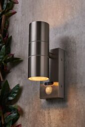 BHS Lighting Jared Steel Outdoor Wall Light with Sensor in Metallic Silver - thumbnail 4