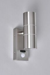 BHS Lighting Jared Steel Outdoor Wall Light with Sensor in Metallic Silver - thumbnail 2