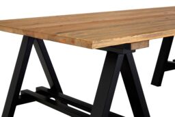 Orsina Pine Wood & Iron Coffee Table, Modern Rustic Centerpiece, Black Finish A-Frame Accent Table For Outdoor Patio in Natural - thumbnail 4