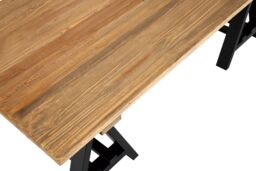 Orsina Pine Wood & Iron Coffee Table, Modern Rustic Centerpiece, Black Finish A-Frame Accent Table For Outdoor Patio in Natural - thumbnail 5