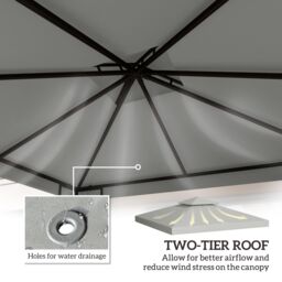 OUTSUNNY 3(m) 2 Tier Garden Gazebo Top Cover Replacement Canopy Roof in Light Grey - thumbnail 4