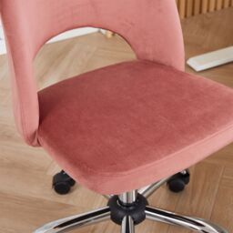 FURNITURE ONE Office Chair, Padded Armless Swivel Desk Chair with Chrome Base - 1PCS in Pink - Size: 1 Pack - thumbnail 5
