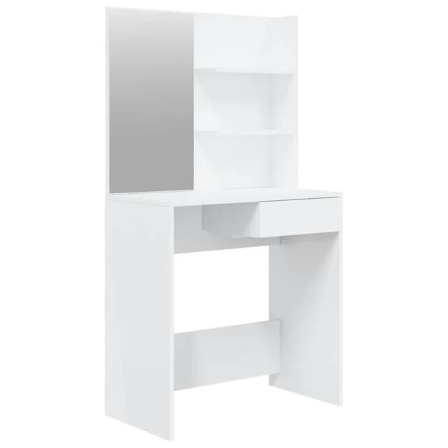 Berkfield Home Dressing Table with Mirror High Gloss White 74.5x40x141 cm - image 1