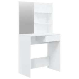 Berkfield Home Dressing Table with Mirror High Gloss White 74.5x40x141 cm