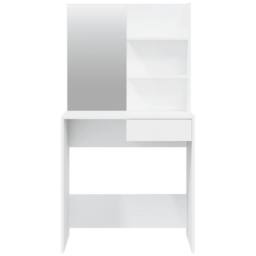 Berkfield Home Dressing Table with Mirror High Gloss White 74.5x40x141 cm - thumbnail 6