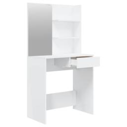 Berkfield Home Dressing Table with Mirror High Gloss White 74.5x40x141 cm - thumbnail 7