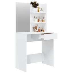 Berkfield Home Dressing Table with Mirror High Gloss White 74.5x40x141 cm - thumbnail 5