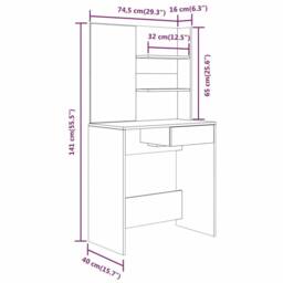 Berkfield Home Dressing Table with Mirror High Gloss White 74.5x40x141 cm - thumbnail 9
