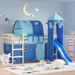 Berkfield Home Durable Curtains for Loft Bed with Tunnel & Tower Blue - thumbnail 2