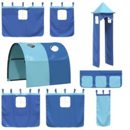 Berkfield Home Durable Curtains for Loft Bed with Tunnel & Tower Blue - thumbnail 1