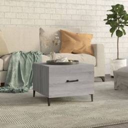 Berkfield Home Coffee Table with Metal Legs Grey Sonoma 50x50x40 cm - Size: 50 x 50 x 40 cm - thumbnail 2