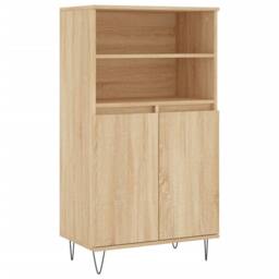Berkfield Home Highboard Sonoma Oak 60x36x110 cm Engineered Wood in Light Brown - Size: 60 x 36 x 110 cm - thumbnail 3