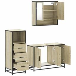 Berkfield Home Durable 3 Piece Bathroom Furniture Set Sonoma Oak Engineered Wood in Tan - thumbnail 8