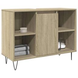 Berkfield Home Bathroom Cabinet Sonoma Oak 80x33x60 cm Engineered Wood in Light Brown - Size: 80 x 33 x 60 cm - thumbnail 2